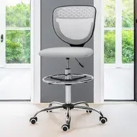 Draughtsman Office Chair with Wheels - Light Grey