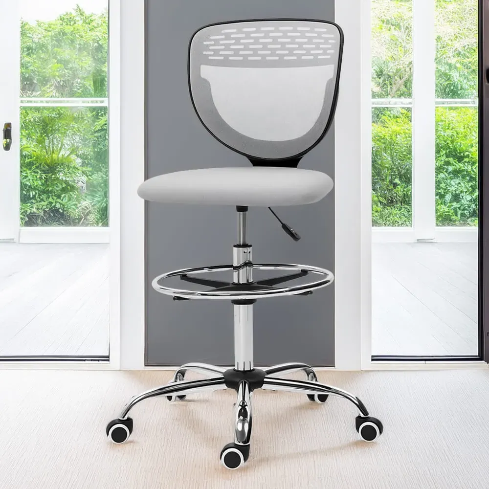 Draughtsman Office Chair with Wheels - Light Grey image