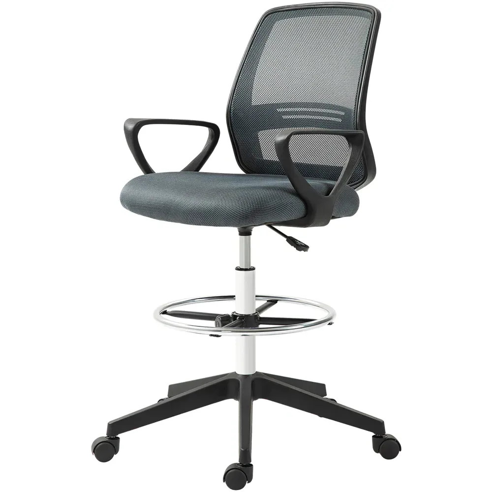 Draughtsman Tall Office Chair with Adjustable Height - Grey