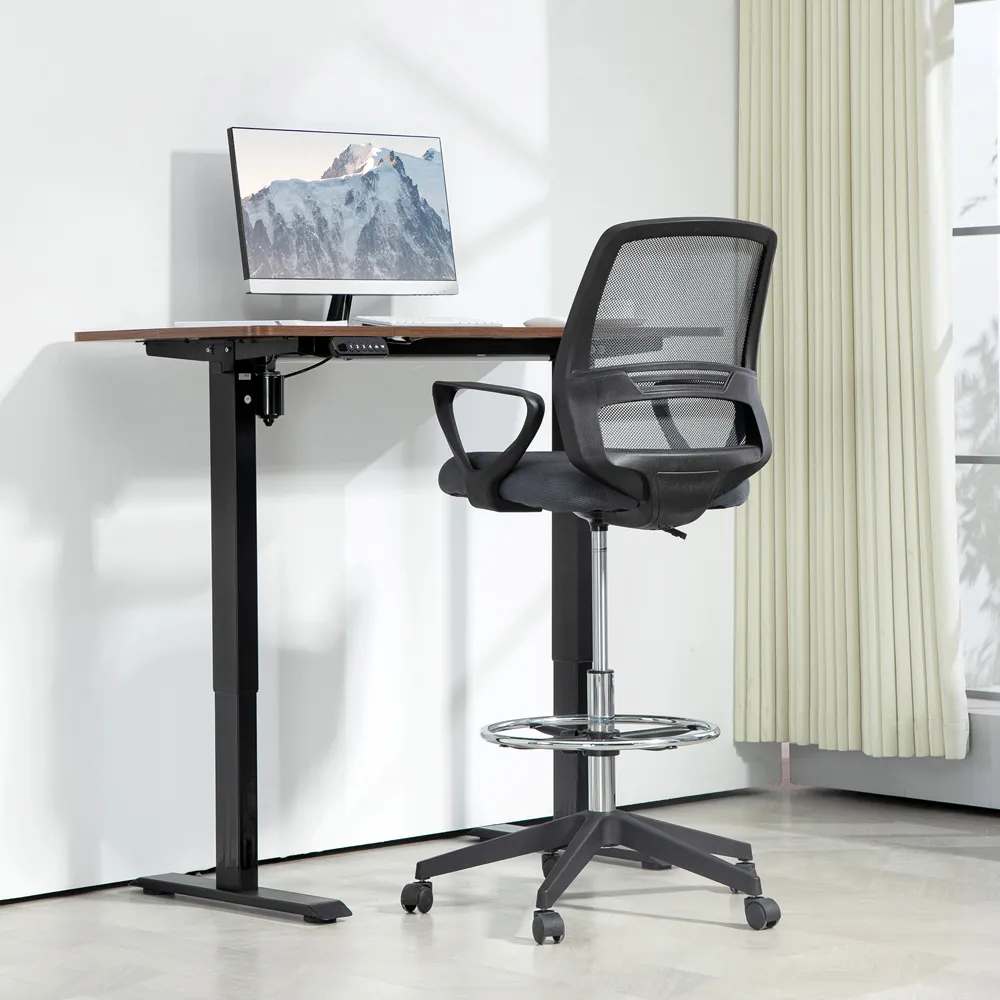 Draughtsman Tall Office Chair with Adjustable Height - Grey