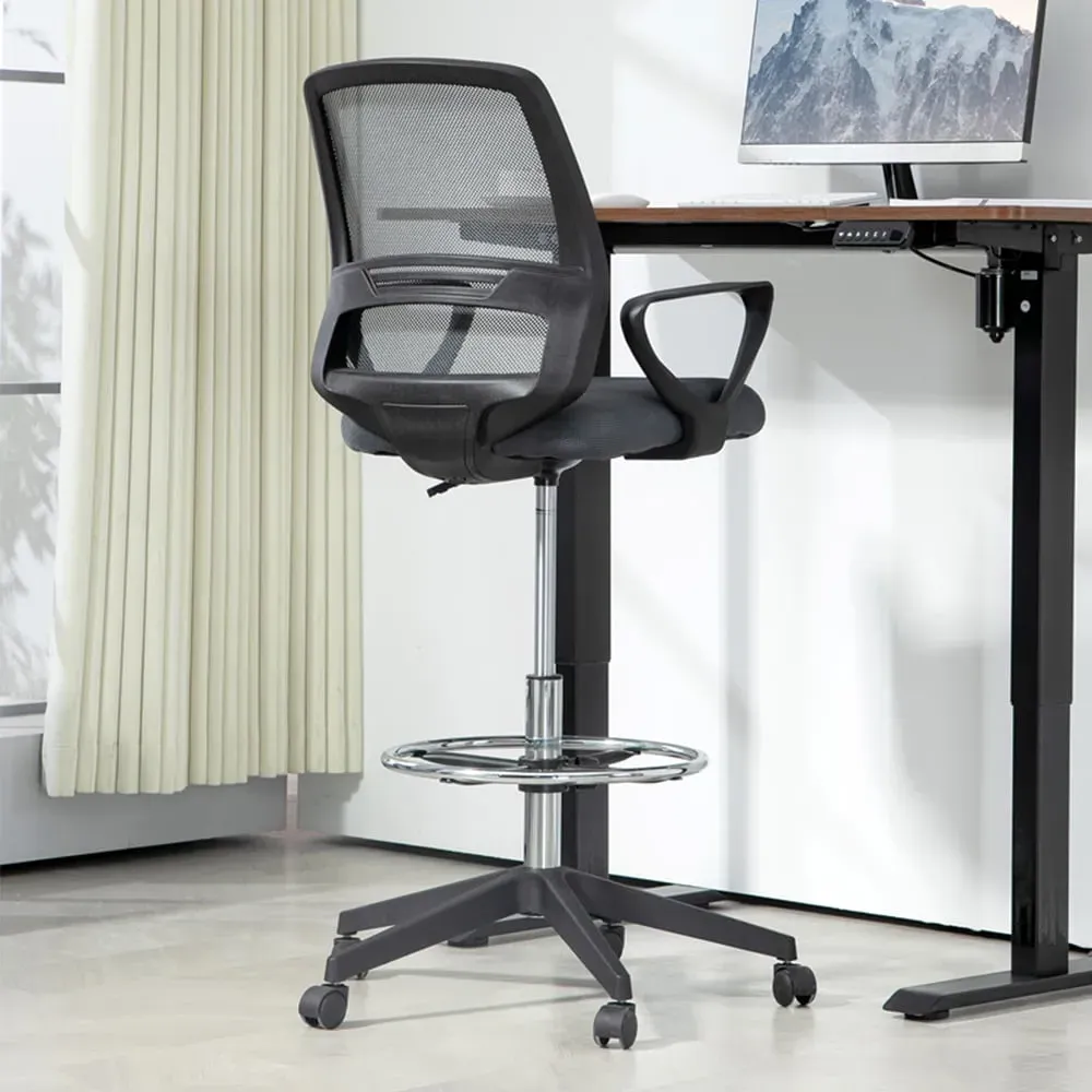 Draughtsman Tall Office Chair with Adjustable Height - Grey image