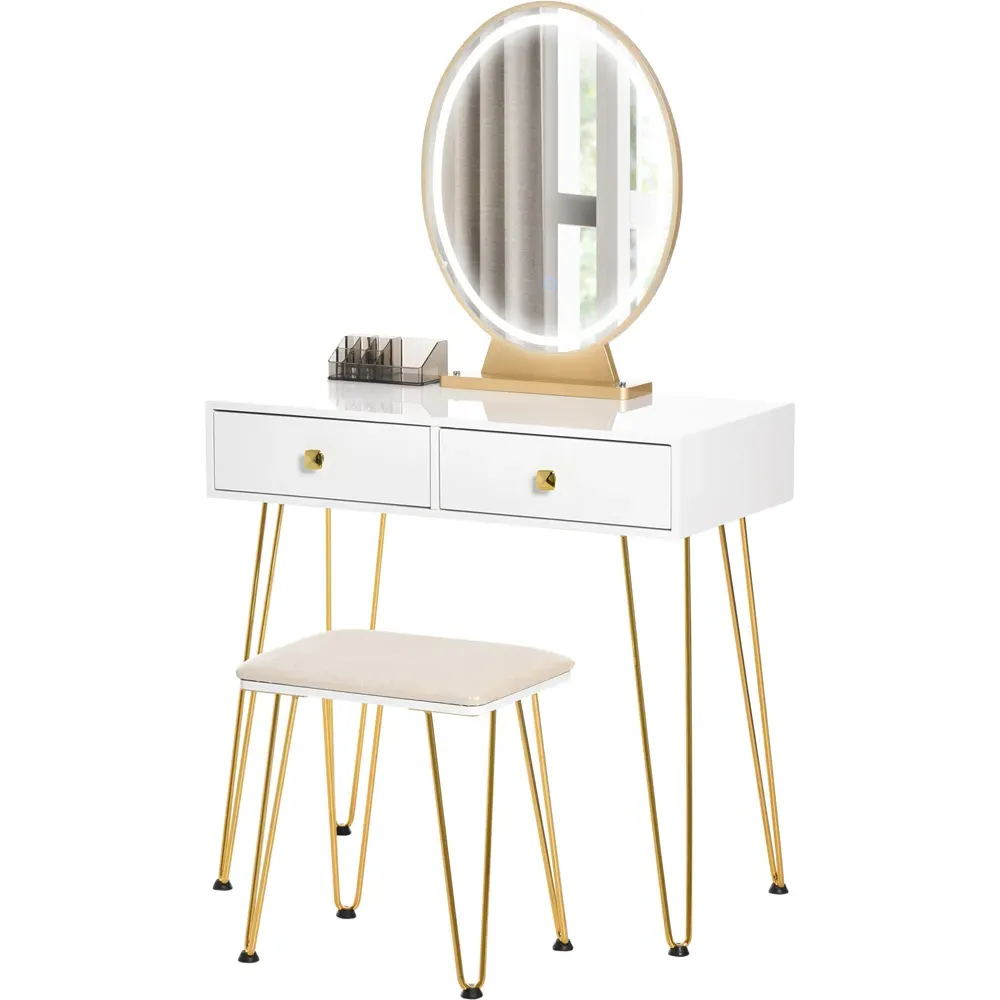 Dressing Table Set with LED Mirror - White