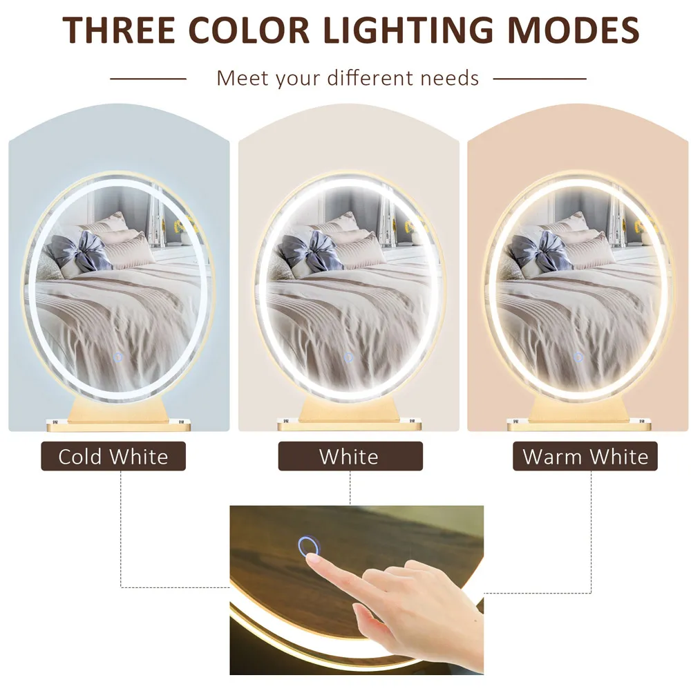 Dressing Table Set with LED Mirror - White