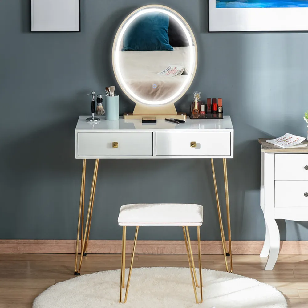 Dressing Table Set with LED Mirror - White image