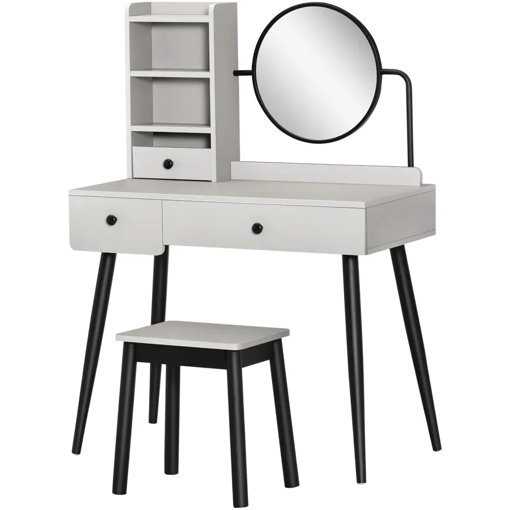 Dressing Table Set with Mirror - Grey