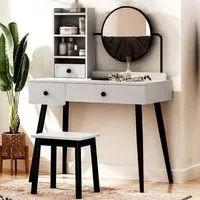 Dressing Table Set with Mirror - Grey
