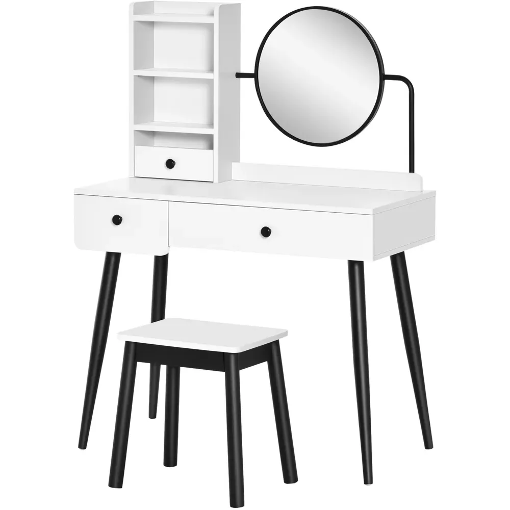 Dressing Table Set with Mirror - White