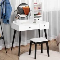 Dressing Table Set with Mirror - White