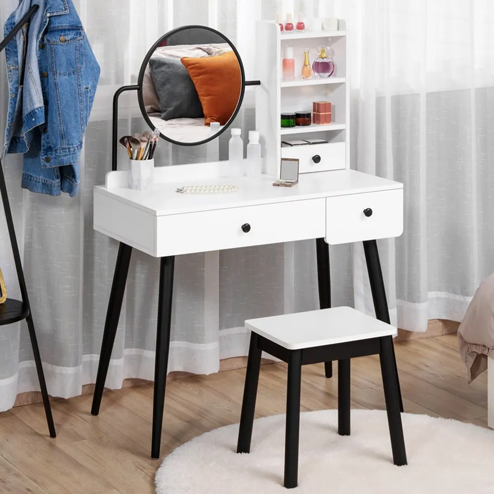 Dressing Table Set with Mirror - White
