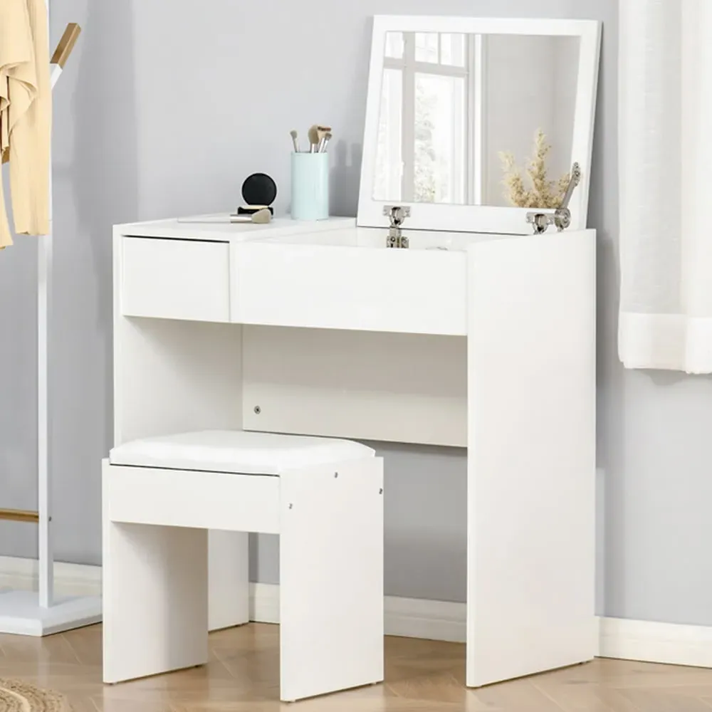 Dressing Table Set with Mirror - White