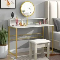 Dressing Table with Mirror - White
