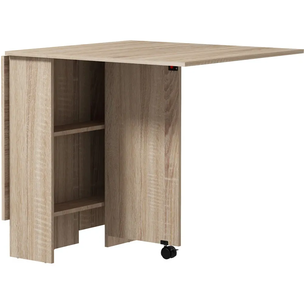 Drop Leaf Folding Dining Table with Storage - Natural