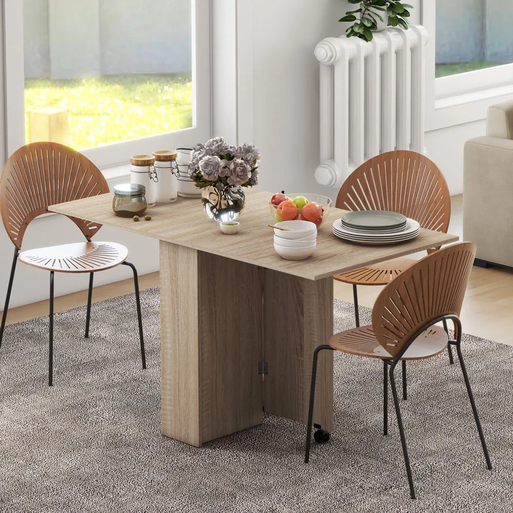 Drop Leaf Folding Dining Table with Storage - Natural