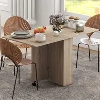 Drop Leaf Folding Dining Table with Storage - Natural