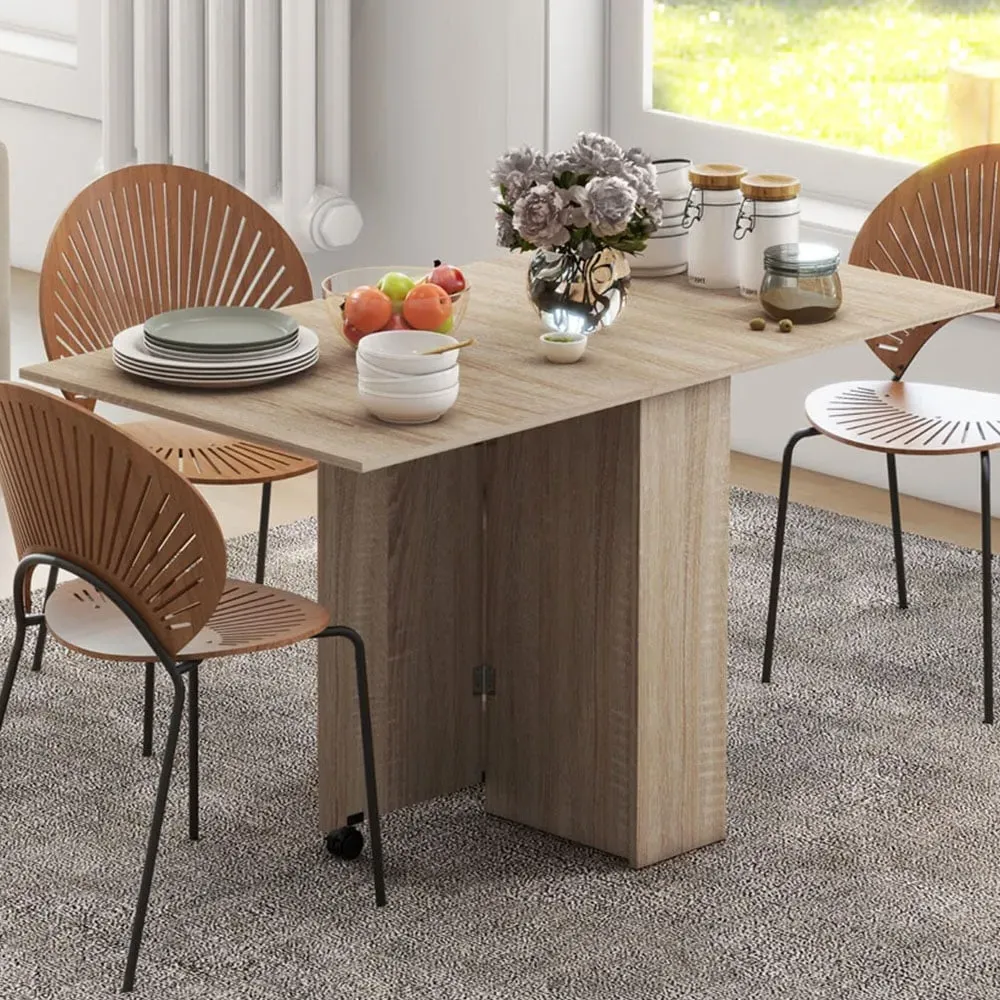 Drop Leaf Folding Dining Table with Storage - Natural image