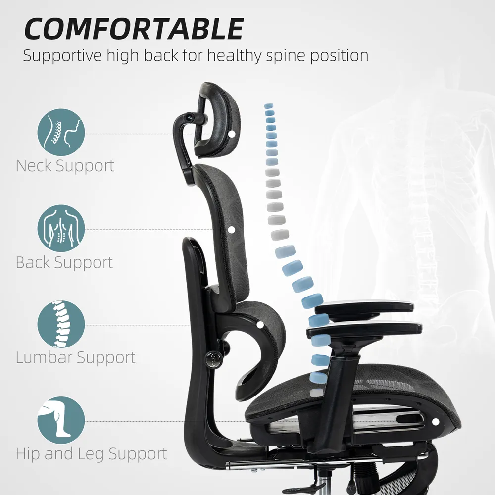 Ergonomic Office Chair with 3D Armrest - Black