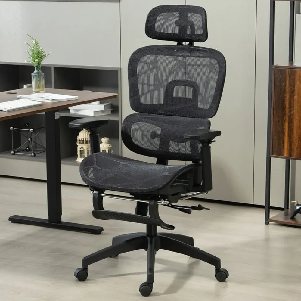 Ergonomic Office Chair with 3D Armrest - Black