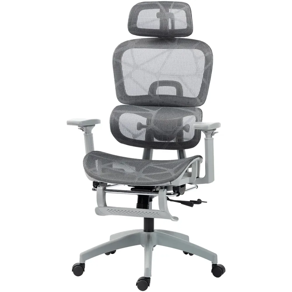Ergonomic Swivel Office Chair with 3D Armrest - Grey