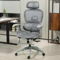 Ergonomic Swivel Office Chair with 3D Armrest - Grey