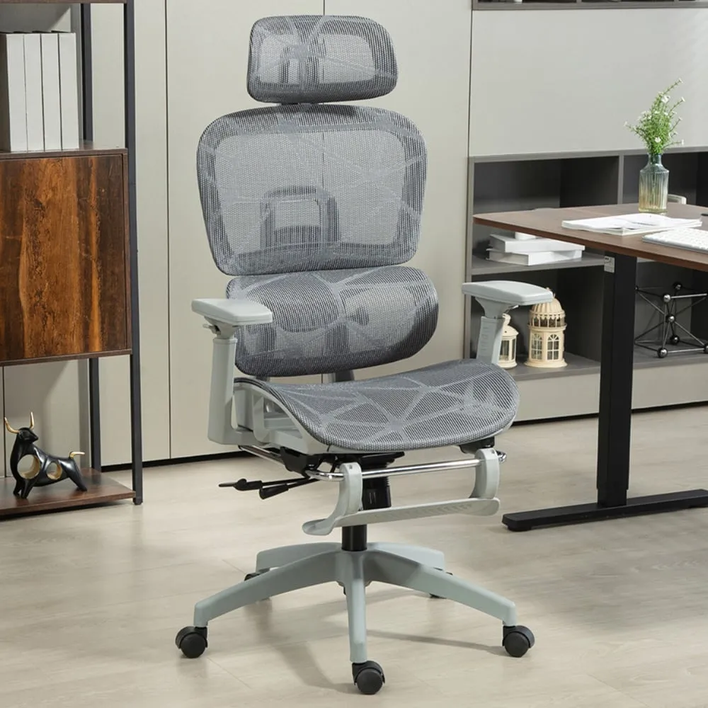 Ergonomic Swivel Office Chair with 3D Armrest - Grey image