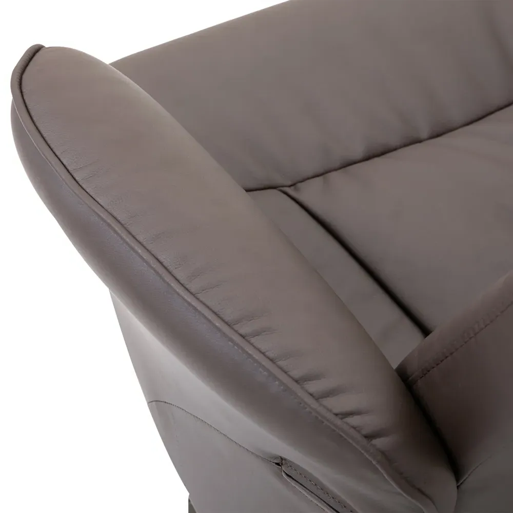 Executive Manual Recliner Chair with Footstool - Brown, PU