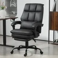 Executive Office Chair with Footrest - Black, PU Leather