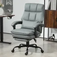 Executive Office Chair with Footrest - Grey, PU Leather