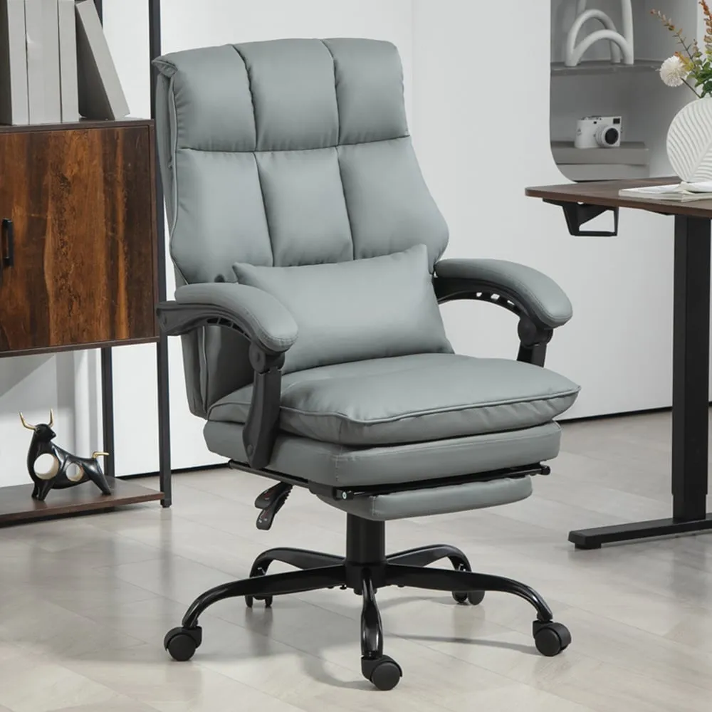Executive Office Chair with Footrest - Grey, PU Leather image