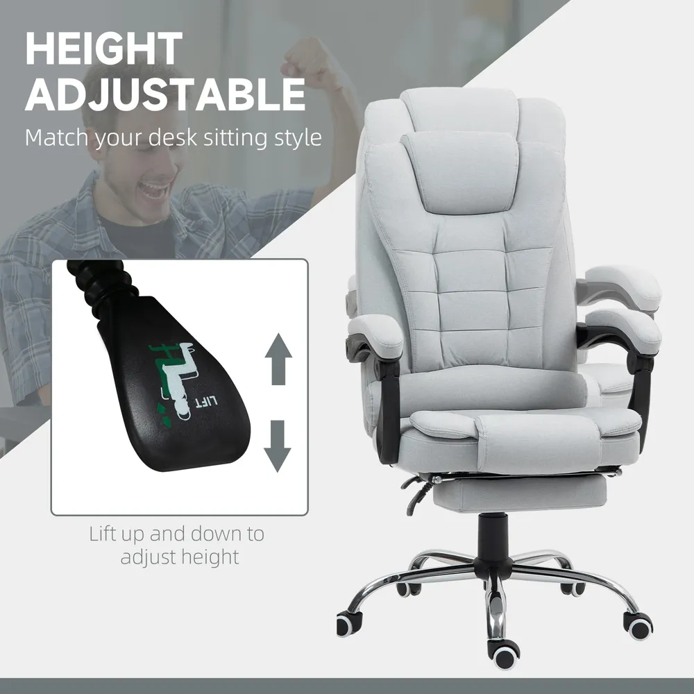 Executive Office Chair with Footrest - Light Grey