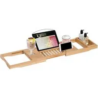 Extendable Bathtub Shelf with Storage - Bamboo