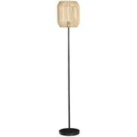 Farmhouse Floor Lamp with Rattan Shade - Brown