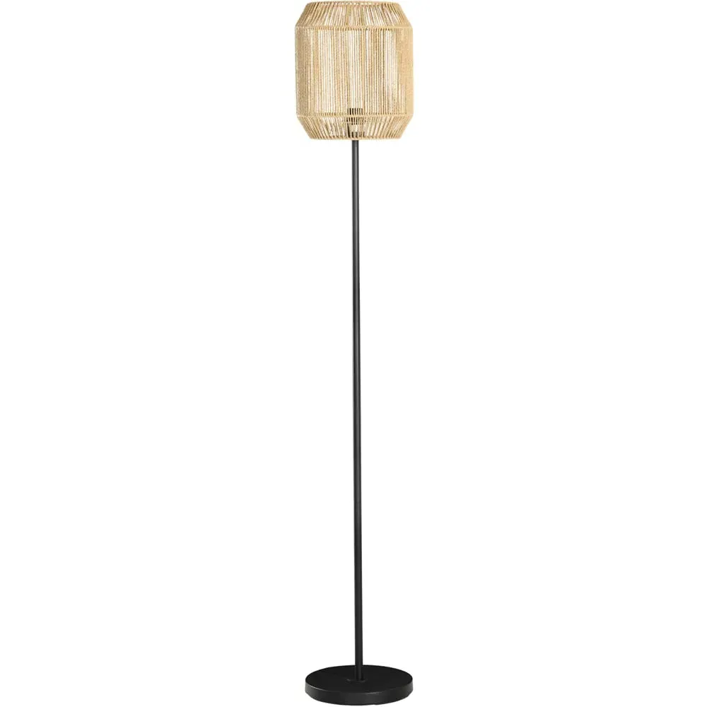Farmhouse Floor Lamp with Rattan Shade - Brown image