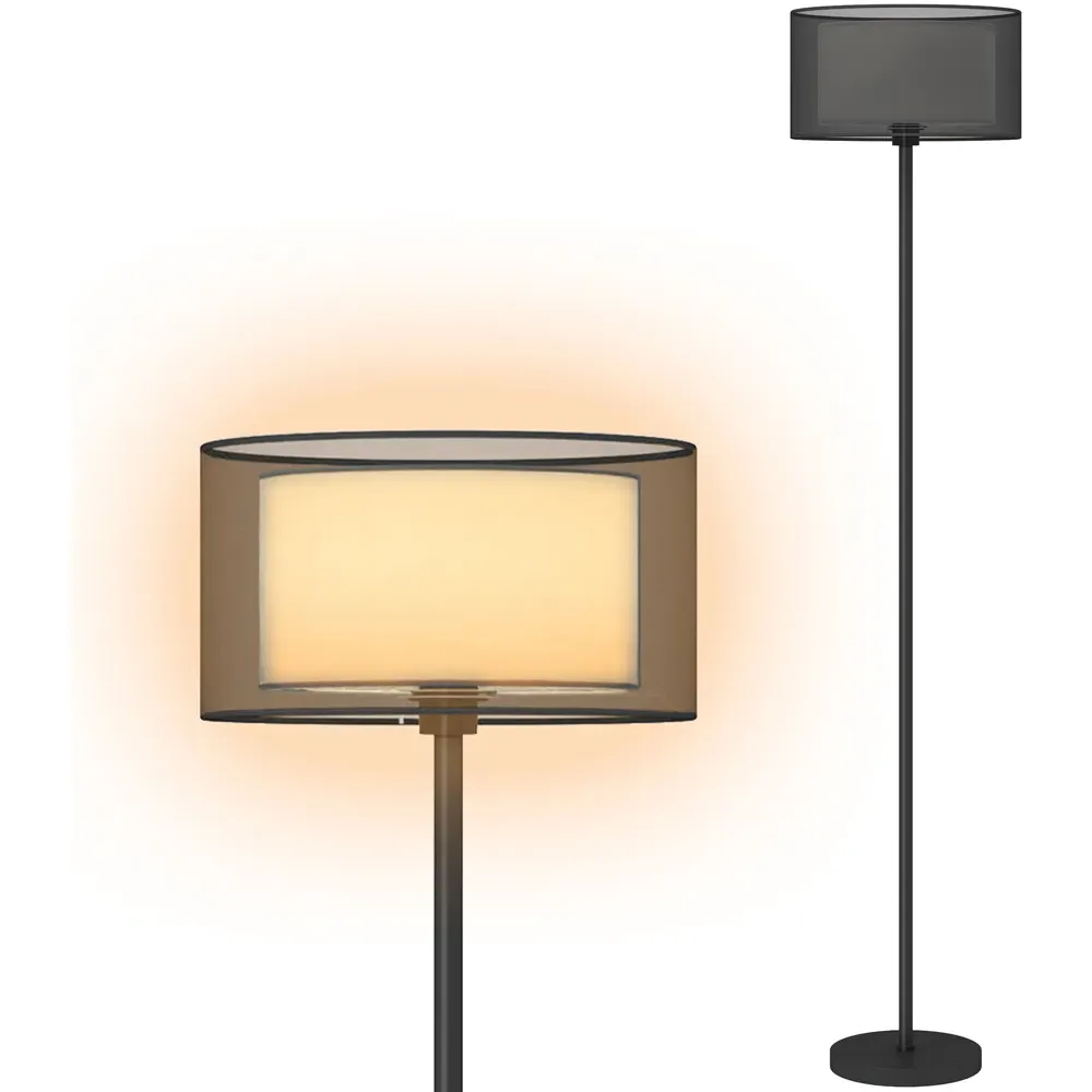 Floor Lamp with 2 Layer Shade - Black