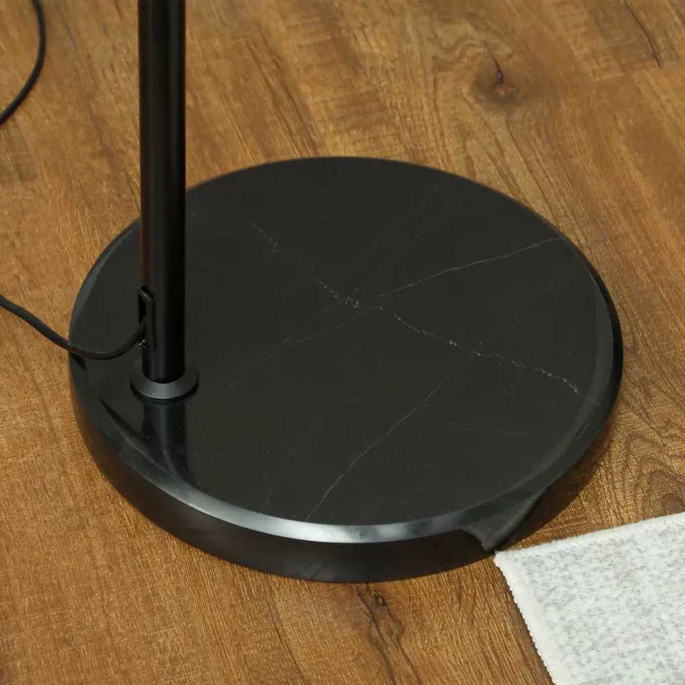 Floor Lamp with Foot Switch - Black, Hemp Rope