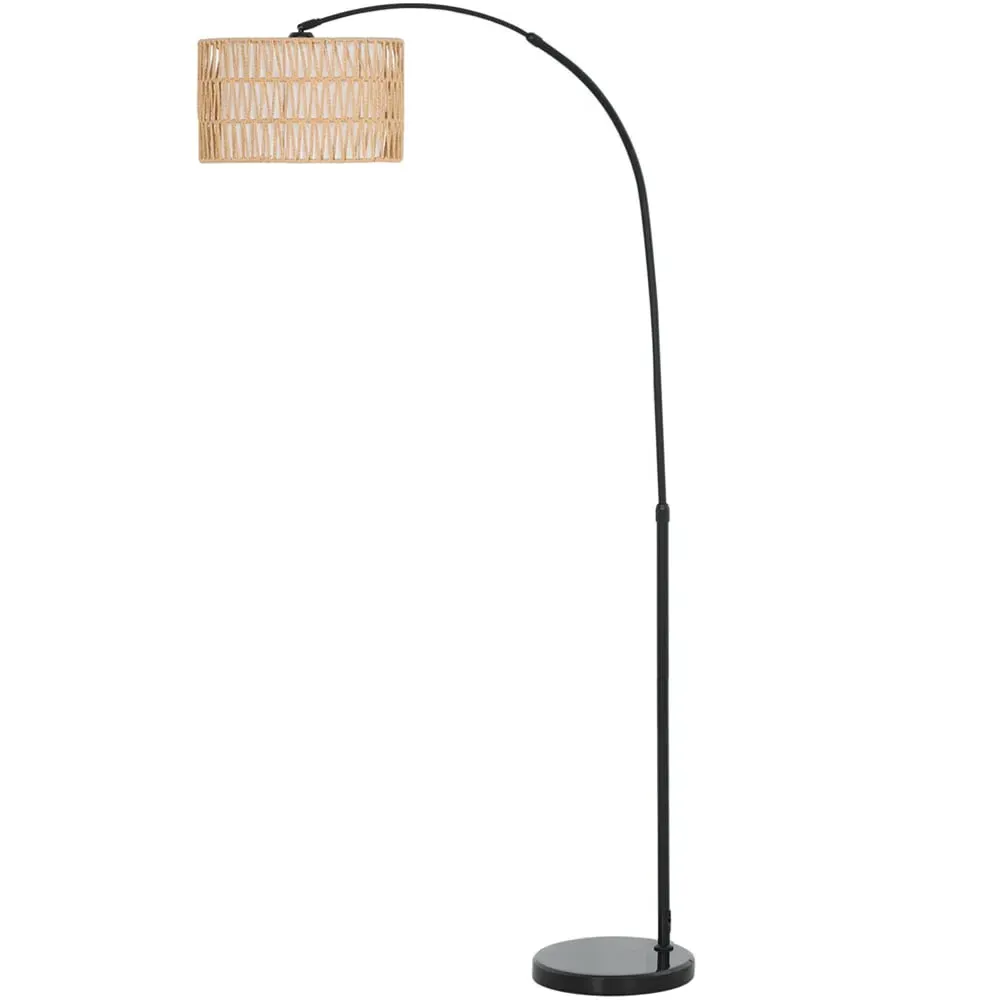 Floor Lamp with Foot Switch - Black, Hemp Rope