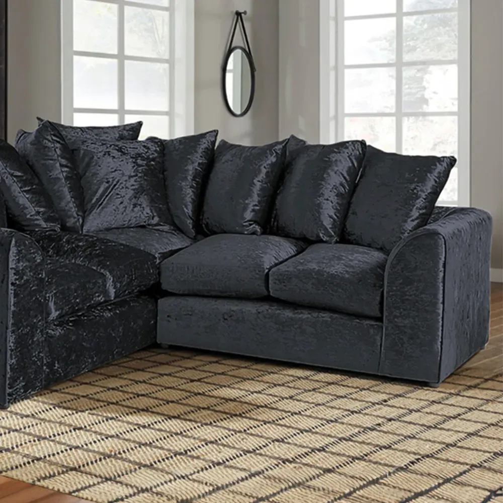 Florexa 5-Seater Corner Sofa - Black, Crush Velvet