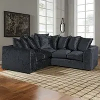 Florexa 5-Seater Corner Sofa - Black, Crush Velvet