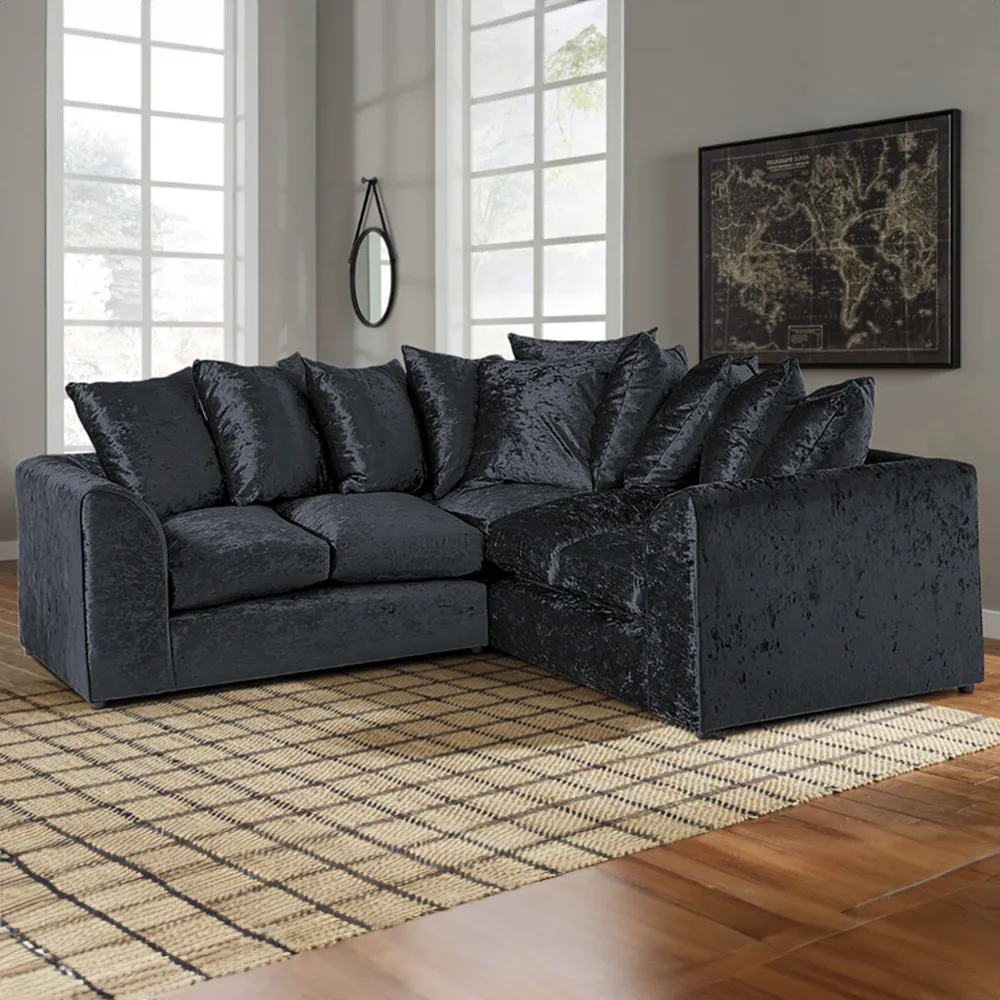Florexa 5-Seater Corner Sofa - Black, Crush Velvet image