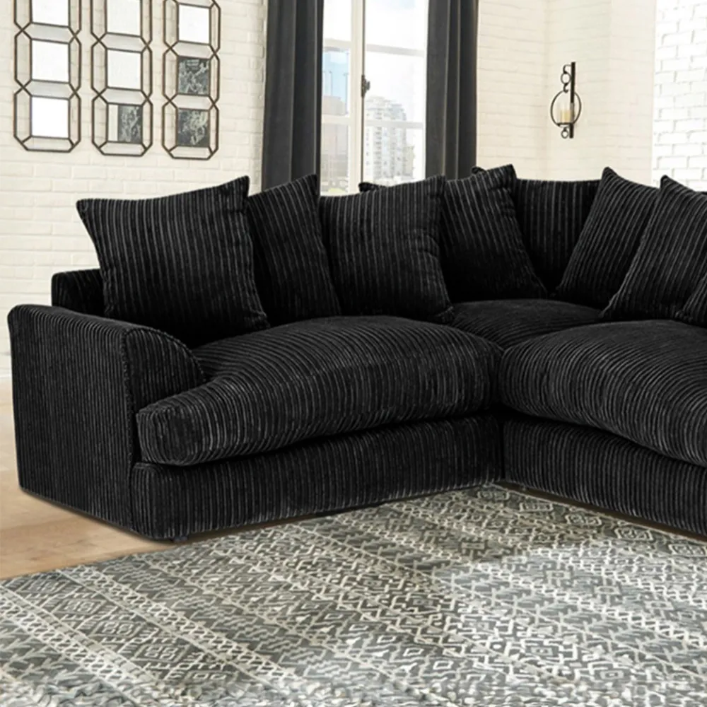 Florexa 5-Seater Corner Sofa - Black, Jumbo Cord