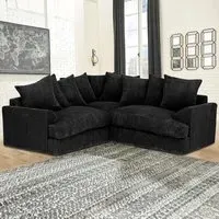 Florexa 5-Seater Corner Sofa - Black, Jumbo Cord