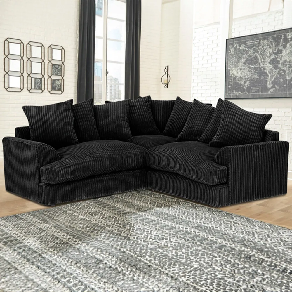 Florexa 5-Seater Corner Sofa - Black, Jumbo Cord image