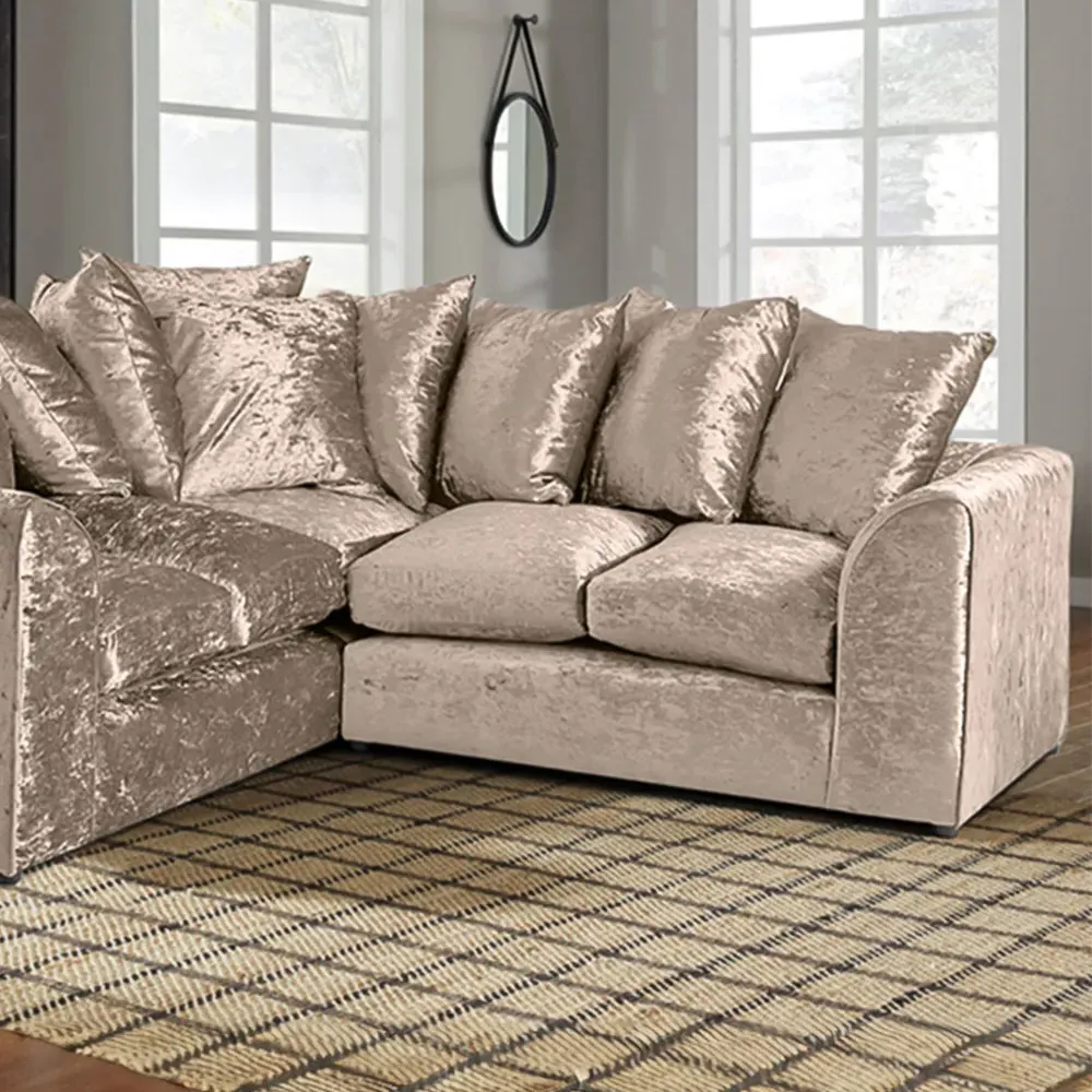 Florexa 5-Seater Corner Sofa - Cream, Crush Velvet