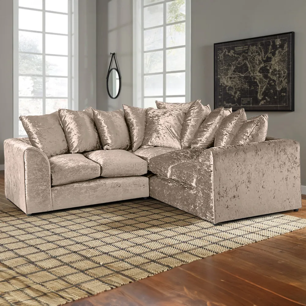 Florexa 5-Seater Corner Sofa - Cream, Crush Velvet