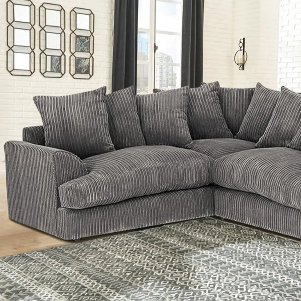 Florexa 5-Seater Corner Sofa - Grey, Jumbo Cord