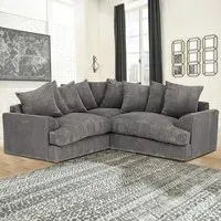 Florexa 5-Seater Corner Sofa - Grey, Jumbo Cord