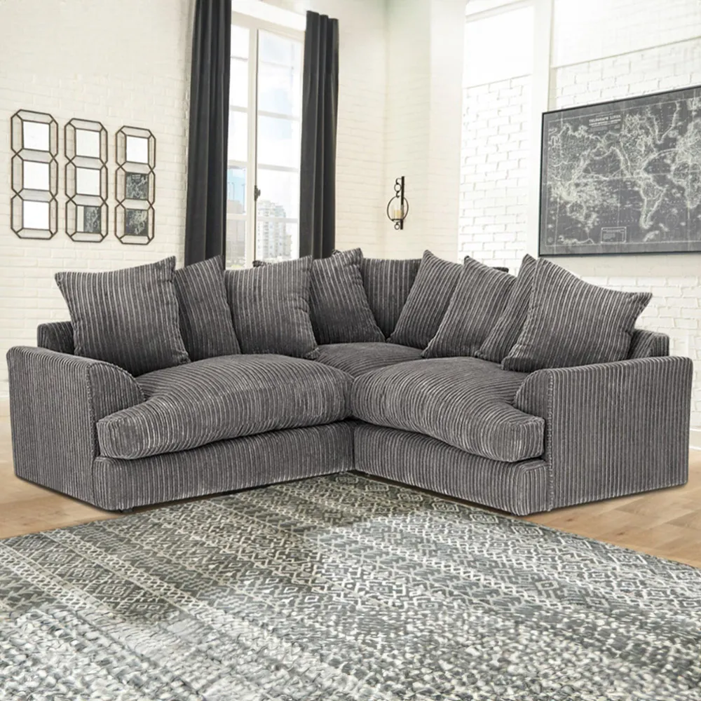Florexa 5-Seater Corner Sofa - Grey, Jumbo Cord