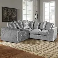 Florexa 5-Seater Corner Sofa - Silver, Crush Velvet