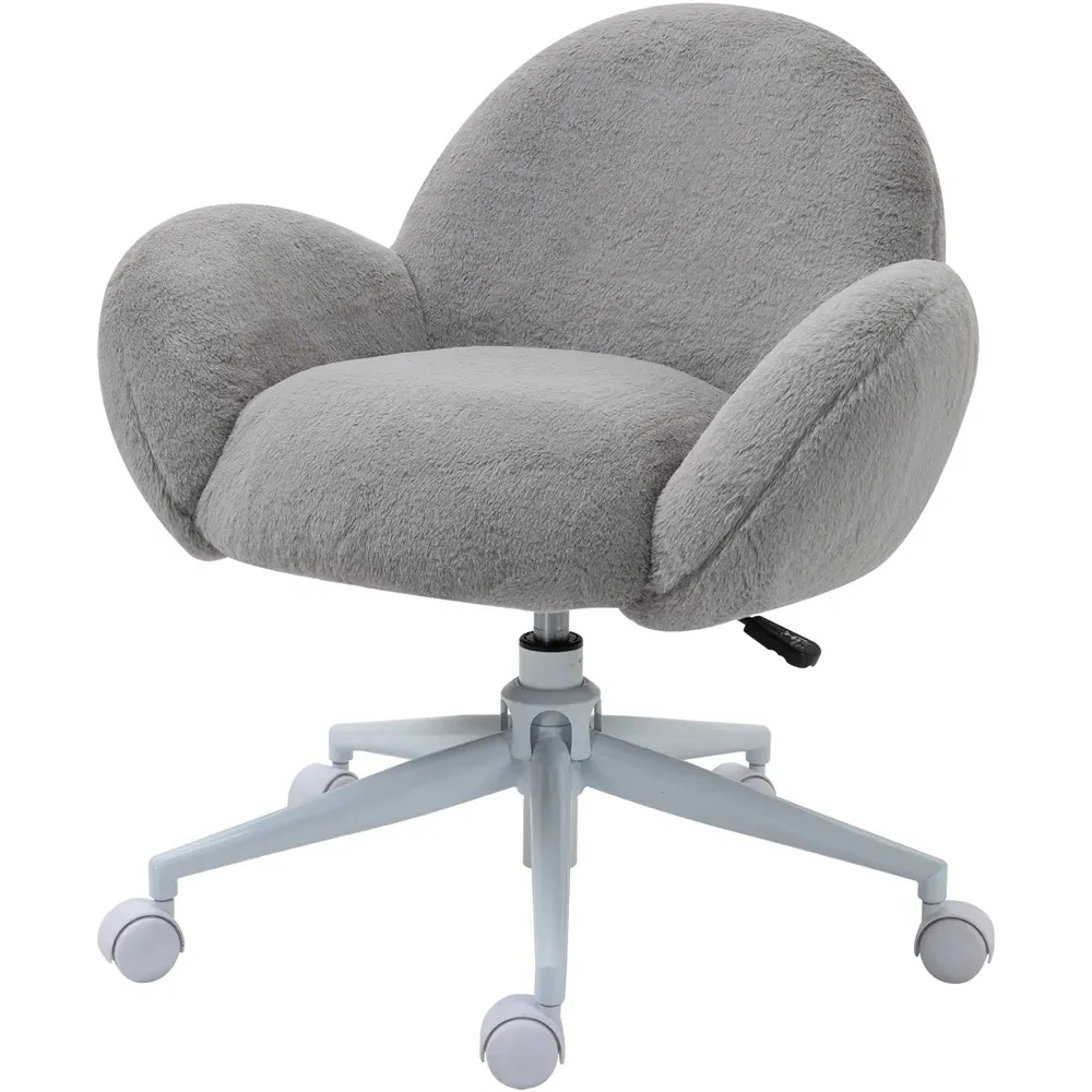 Fluffy Swivel Office Chair - Grey