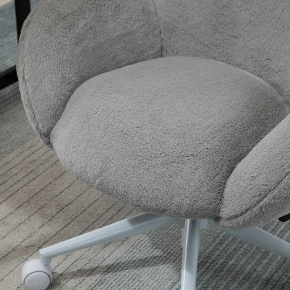 Fluffy Swivel Office Chair - Grey