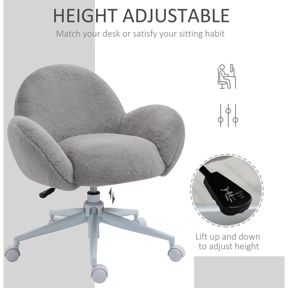 Fluffy Swivel Office Chair - Grey